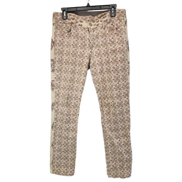 True Religion Victoria Skinny Twill Jeans Size 31 Waist Bohemian Floral Printed - Picture 1 of 9